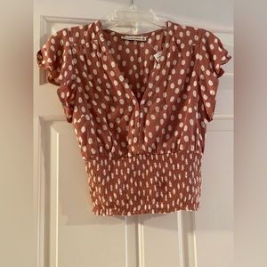 NWT Abercrombie & Fitch Polka Dot Ruffle Blouse top XS